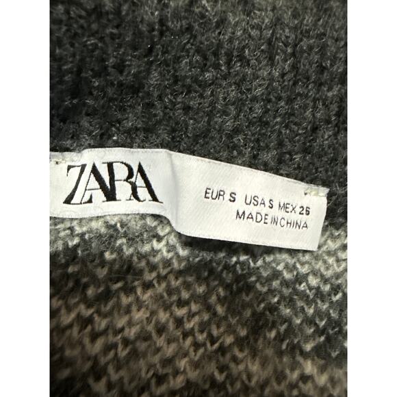 Zara Black White Wool Zebra Print Long Sleeve Button Up Cardigan Sweater Top S - Picture 4 of 5